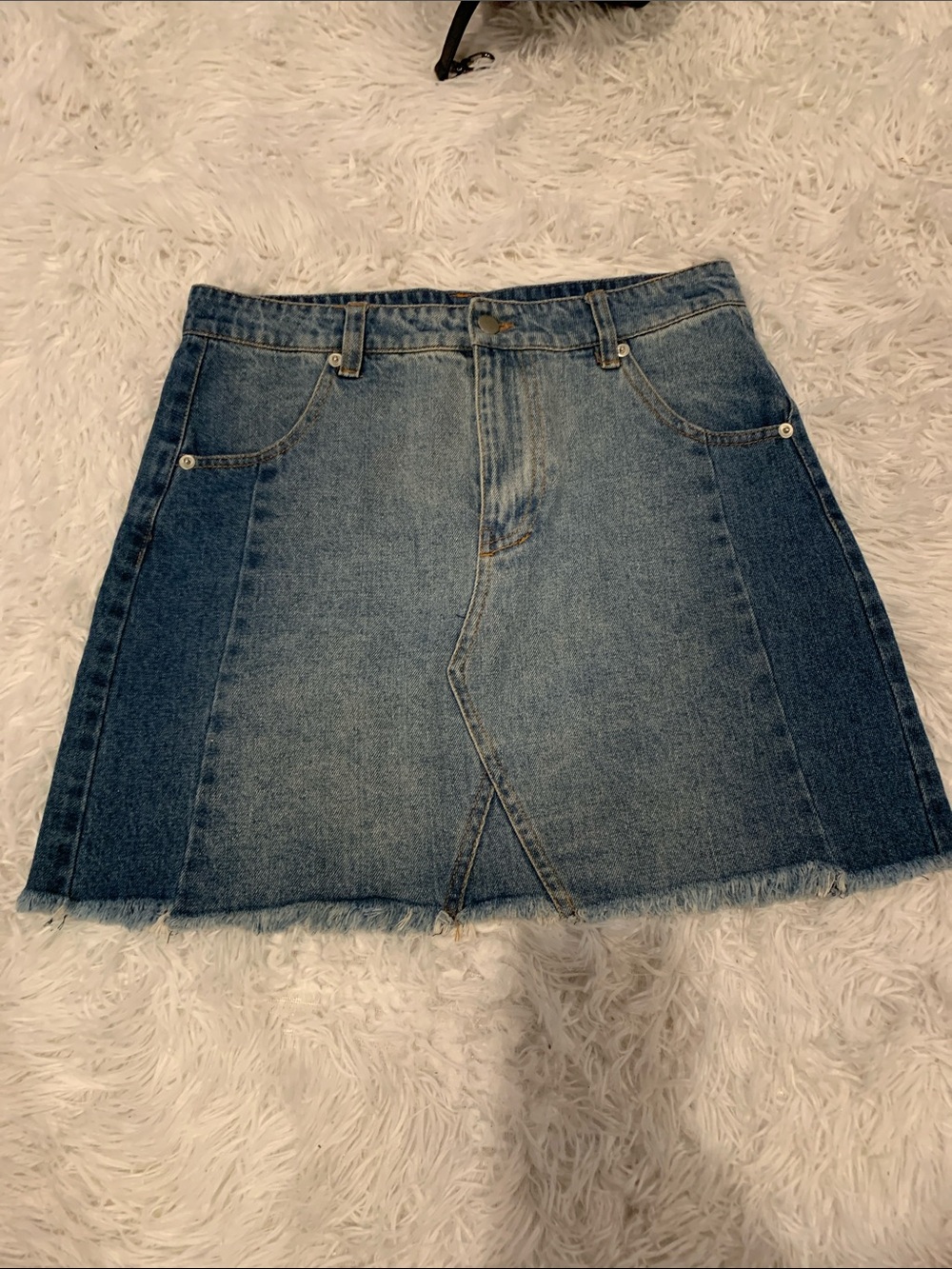 Altar'd State Two-Tone Blue Denim Mini Skirt
